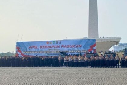 Apel polisi pengamanan Hari Buruh 2025. Foto: polri