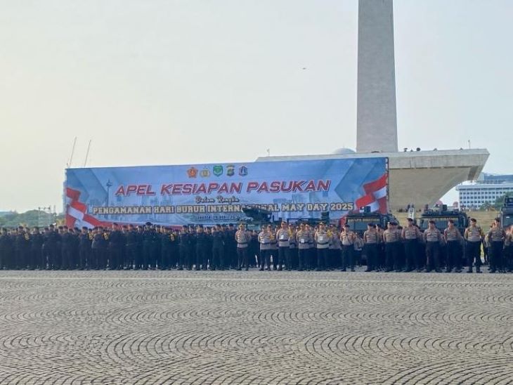 Apel polisi pengamanan Hari Buruh 2025. Foto: polri