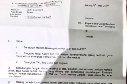 Surat ditujukan kepada Bea Cukai Bandara Internasional Soekarno-Hatta Terminal 3. Foto: X @Pandugaid