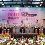 (kiri ke kanan) SVP Group Sustainability & Corporate Communication Telkom Ahmad Reza, Direktur Utama Telkom Ririek Adriansyah, Gubernur DKI Jakarta Pramono Anung, Direktur Marketing Telkomsel Derrick Heng, dan Sekretaris Jenderal PB PASI Tigor Tanjung saat acara Press Conference Digiland 2025, di Jakarta, Senin (5/5/2025). Foto: Telkom Indonesia