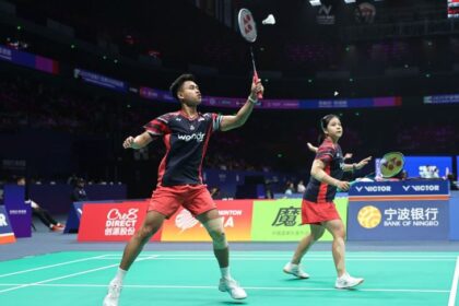 Jafar/Felisha kalah dari ganda campuran unggulan ke-4 dari China di Singapore Open 2025. Foto: PBSI