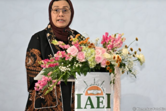 Menteri Keuangan Sri Mulyani saat membuka Sarasehan Ekonom Islam Ikatan Ahli Ekonomi Islam (IAEI) di Jakarta.