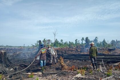 tim gabungan melakukan upaya pemadaman api dalam kebakaran hutan dan lahan di Kabupaten Aceh Selatan, Provinsi Aceh, Kamis (26/6/2025). Foto: BPBD Kabupaten Aceh Selatan