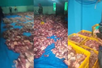 Momen lautan daging di Desa Batur, Kecamatan Batur, Kabupaten Banjarnegara, Jawa Tengah, pada Hari Raya Idul Adha 1446 Hijriyah. Foto: Tangkap layar X @info_jateng