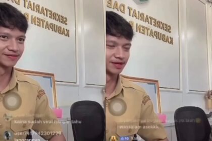 Pria Berseragam dinas main game dan live streaming saat jam kerja. Foto: Tangkapan layar X @heraloebss
