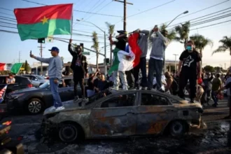 Kerusuhan meluas di Los Angeles. Foto/X/@Christos.
