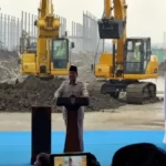 Presiden Prabowo pada acara groundbreaking ekosistem industri baterai kendaraan listrik terintegrasi Konsorsium Antam-IBC-CBL di Karawang, Jawa Barat, Foto : Ist