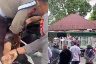 Video yang memperlihatkan seorang anggota polisi menangis histeris saat dijemput paksa oleh Propam di Ternate, Maluku Utara. Foto: Tangkap layar IG @medsoszone