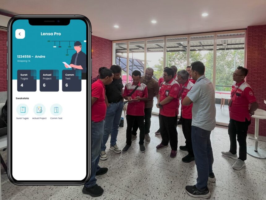 Peluncuran aplikasi digital Laporan Engineering Nasional Sistem Aplikasi – Proyek (LENSA-PRO) di Telkom Akses Legok, Tangerang, beberapa waktu yang lalu. Foto: Telkom Indonesia