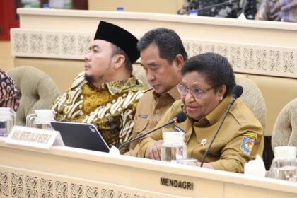 Wamendagri Ribka Haluk saat Raker dengan Komisi II DPR RI. Foto: Kemendagri