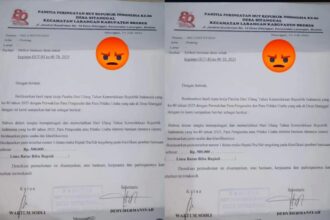 Surat sumbangan dana (iuran) untuk kegiatan HUT RI ke-80 tahun yang ditujukan panitia kepada para pelaku usaha di Desa Sitanggal Kecamatan Larangan Kabupaten Brebes. Foto: Tangkap layar @UpdateBrebesId