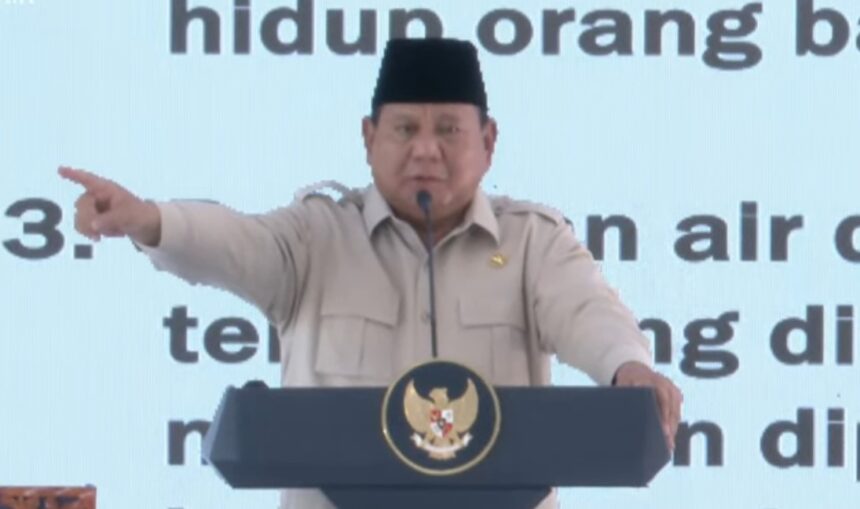 Presiden Prabowo Subianto memberikan sambutan dalam peluncuran Koperasi Desa Merah Putih di Desa Bentangan, Wonosari, Kabupaten Klaten, Jawa Tengah, Senin (21/7/2025). Foto: Tangkapan layar YouTube Setkab