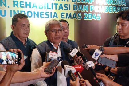 Kepala BNN Komjen Pol Marthinus Hukom bersama jajaran saat memperingati Hari Anti Narkotika Internasional (HANI) 2025 di TMII Jakarta, belum lama ini. Foto: Joesvicar Iqbal/dok/ipol.id