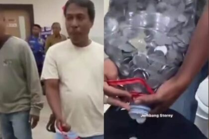 Warga Jombang bayar pajak pakai uang koin. Foto: Tangkapan layar Facebook Jombang Storey