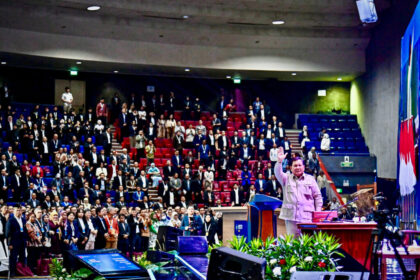 Presiden Prabowo Subianto menyampaikan pidato dalam KSTI Tahun 2025 di Sabuga ITB, Kamis (7/8/2025). Foto: BPMI Setpres