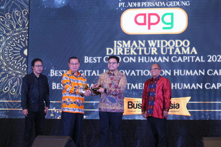 Adhi Persada Gedung berhasil memborong tiga penghargaan yaitu;, Best Digital innovation 2025, Best Human Investment 2025 dan Best CEO 2025. Foto: Dok Business Asia