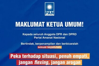 Maklumat Ketua Umum Partai Amanat Nasional (PAN), Zulkifli Hasan yang ditujukan kepada seluruh kadernya yang duduk di kursi DPR dan DPRD. Foto: Instagram @partaiamanatnasional
