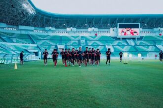 Timnas Indonsia U-17 berlatih di Stadion Utama Sumatera Utara, Medan. Foto: PSSI