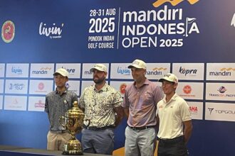 Sebanyak 150 pegolf dalam dan luar negeri akan berlaga pada turnamen Mandiri Indonesia Open 2025 yang akan berlangsung mulai besok Kamis (28/8) hingga Minggu (31/8) nanti di Pondok Indah Golf Course, Jaksel. Foto/ipol