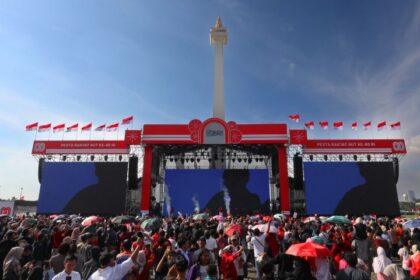 Dalam rangka memperingati Hari Ulang Tahun ke-80 Republik Indonesia, PT Bank Rakyat Indonesia (Persero) Tbk atau BRI menggelar Panggung Hiburan Pesta Rakyat di silang Monumen Nasional (Monas), Jakarta, Minggu (17/8/2025). Foto: Dok BRI