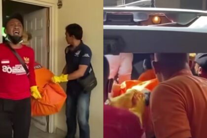 Evakuasi mayat perempuan dicor di Perumahan Perembun Asri, Kecamatan Labuapi, Lombok Barat, NTB, Sabtu (23/8/2025). Foto: Tangkapan layar Instagram @diskursusnetwork