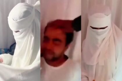 Seorang pria di Pinrang menyamar sebagai perempuan dengan mengenakan cadar untuk dinikahi seorang pria. Foto: Tangkap layar IG @fakta.indo