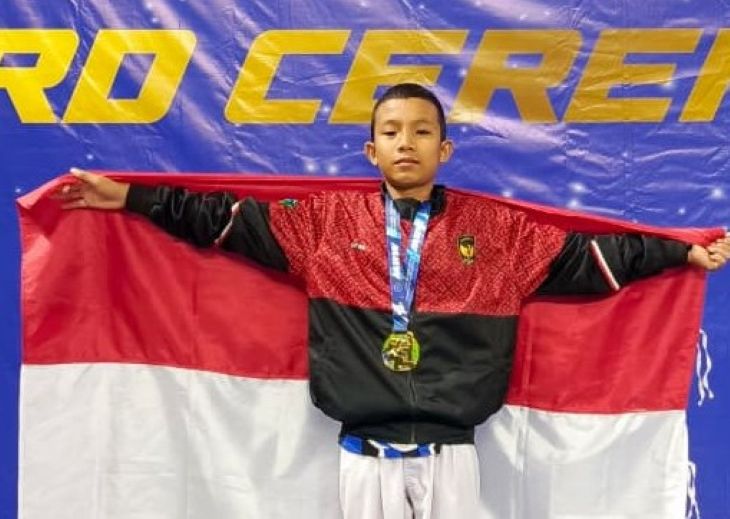 Arief Rahman, siswa MIN 7 Tapanuli Tengah yang meraih kemenangan di turnamen Taekwondo Internasional. Foto: Kemenag