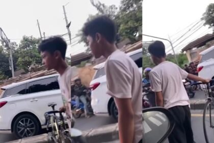 Remaja adang pemotor yang lawan arus di jalan raya. Foto: Tangkapan layar Instagram @undercover.id