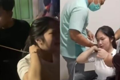 Wanita muda terkena panah di Kota Makassar, Sulawesi Selatan. Foto: Tangkapan layar Instagram @kamerapengawas.id