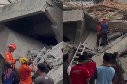Evakuasi korban tertinpa bangunan musala di asrama putra Ponpes Al Khoziny Sidoarjo. Foto: Tangkapan layar Instagram @banggasidoarjo