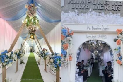 Tenda mewah di khitanan anak Kades Cimanggis. Foto: Tangkapan layar TikTok @yani_leksono