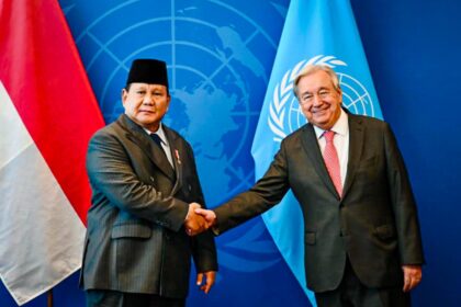Presiden Prabowo Subianto melakukan pertemuan bilateral dengan Sekjen PBB António Guterres, di AS, Senin (22/9/2025. Foto: BPMI Setpres