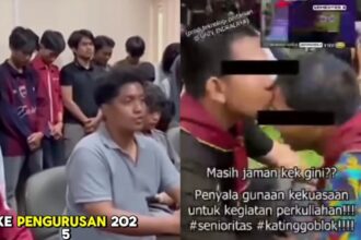 Momen dugaan perpeloncoan dalam kegiatan ospek mahasiswa baru Unsri yang beredar luas di media sosial. Foto: Tangkap layar IG @kementerian_kurangajar