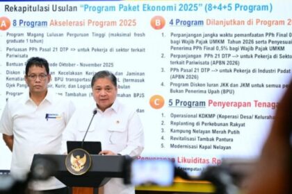 Menko Perekonomian Airlangga Hartarto memberikan keterangannya kepada awak media, di Istana Kepresidenan, Jakarta, Senin (15/9/2025). Foto: BPMI Setpres