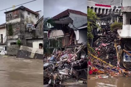 Rumah tergerus air banjir yang merendam Denpasar, Bali. Foto: Tangkap layar IG @denpasarnow