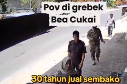 Razia Satpol PP dan Bea Cukai di sebuah warung sembako mendadak viral. Foto: Tangkap layar TikTok @ervin_nanana.