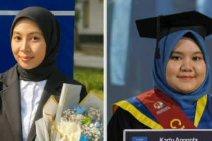 (Ki-ka) Davina Panorama Viradhika dan Wan Sabrina Mayzura tercatat sebagai lulusan termuda dalam wisuda ITS 2025.