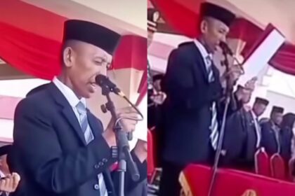 Heboh video viral Wakil Ketua DPRD Pasangkayu gagap saat membaca UUD 1945 di upacara resmi. Foto: Tangkap layar IG @fakta.indo