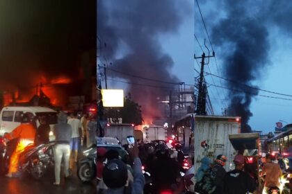 Kebakaran terjadi di kawasan Petukangan Utara, Kecamatan Pesanggrahan, Jakarta Selatan, pada Kamis (16/10/2025). Foto: Tangkap layar X @wufbernardbear