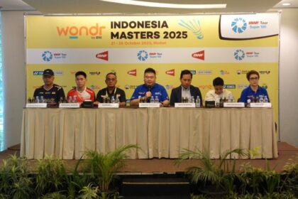 Konferensi pers persiapan ajang wondr by BNI Indonesia Masters 2025 yang bakal digelar di GOR PBSI Sumatera Utara, Medan, 21–26 Oktober 2025. Foto: Dok BNI