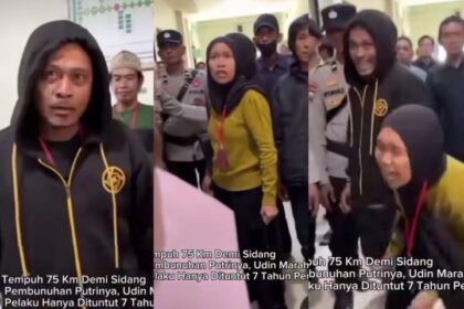 Ayah dan ibu dari MA bocah yang tewas digorok pecah di kasus persidangan pembunuhan putrinya di Pengadilan Negeri atau PN Kolaka Timur, Sulawesi Tenggara (Sultra), Selasa (30/9/2025). Foto: Tangkap layar IG @makasar_iinfo