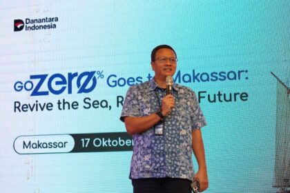 VP Sustainability Telkom Gunawan Wasisto C.A saat memberikan sambutan pada acara Roadshow GoZero% Goes to Makassar pada (17/10/2025). Foto: Telkom Indonesia