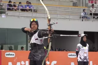 Ratusan atlet panahan berbagai daerah menunjukkan potensi dan daya saing tinggi Kejuaraan panahan bertajuk Milklife Archery Challenge Series 2 digelar di Super Soccerarena Kudus, Jawa Tengah. Foto/Megapro