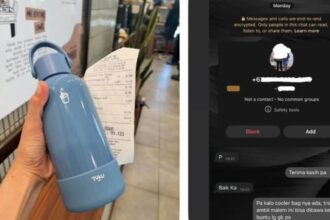 tumbler yang dilaporkan hilang di dalam cooler bag penumpang KRL.