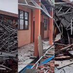 Kondisi lima ruang kelas di SMK Negeri 1 Gunung Putri ambruk saat diguyur curah hujan deras dan disertai angin kencang, Senin (3/11/2025). Foto: Tangkap layar IG @bogordailynews