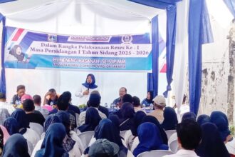 Anggota DPRD DKI Fraksi Demokrat, Neneng Hasanah saat reses di RW 02, Kelurahan Sukapura, Jakarta Utara.(foto sofian/ipol.id)