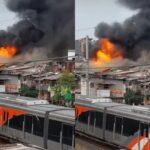 Api berkobar di Jalan Kampung Duri Dalam, Gang Gerindo 5, Kelurahan Duri Selatan, Selasa (11/11/2025) sore. Foto: Tangkap layar IG @ulujamitv