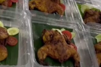 Ayam bakakak yang dibuat program Makan Bergizi Gratis (MBG) di Desa Pagundan, Kecamatan Lebakwangi, Kabupaten Kuningan. Foto: Tangkap layar Ig @radarkuningan_