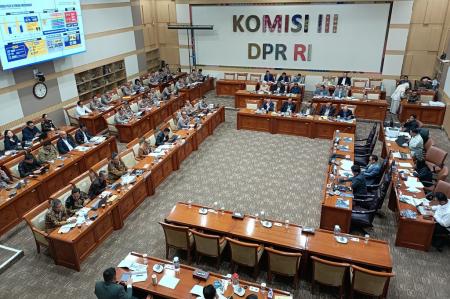 Raker Komisi III DPR bersama Polri, Kejagung, dan MA. (Foto: ist)