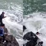 Lokasi kejadian dua pemancing hilang terseret ombak besar di Pantai Cikeueus, Sukabumi. Foto: Tangkap layar IG @indonesiadailynet